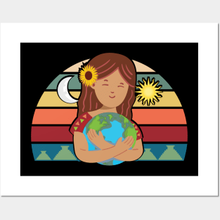 Pachamama Earth Mother Incan God Sunflower Spiritual Environmentalist Posters and Art